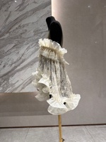 SS2489 Nouvelle Collection Haute Couture – Ensemble Deux Pièces Femme : Haut Bustier en Dentelle Coquillage et Jupe Midi Irrégulière pour Vacances d'Été