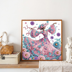 Peinture Diamant Moderne DIY 30x30CM <span class=keywords><strong>Danseuse</strong></span> Florale Rose Décoration Murale Perforation Irrégulière Cristal pour Débutant - Product Image 4