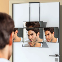 Miroir à 5 voies pour la coupe de cheveux avec lumière LED Portable 360 miroir auto-coupé de barbier à trois volets avec crochets réglables en hauteur