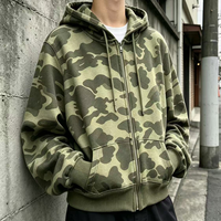 Ouna Apparel Manufacturer Sweat-shirt à capuche unisexe zippé en coton lavé style vintage camouflage