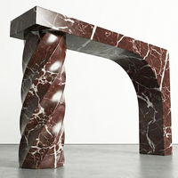 Meuble KUMUSI, table console sculpturale en marbre Rosso Levanto, table d'entrée en marbre rouge sur mesure