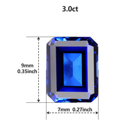 Saphir bleu royal vif taille émeraude EMEJEWE, cultivé en laboratoire, certifié par un tiers, effet de jeu de couleurs, pour la création de bijoux de luxe