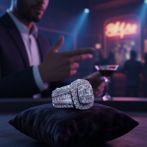Bague pour homme en or 10 carats avec diamant Hip Hop Halo de forme coussin au design exclusif - Product Image 3