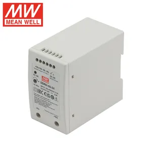 Mean Well DDRH-60-5 catu daya konverter, DC-DC tipe rel DIN Input Ultra lebar 60W 5V 10A