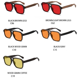 แว่นตาอะซิเตทคุณภาพสูง OEM ODM ป้องกันแสงสีฟ้า 100% กรอบเต็ม เลนส์สีแดงส้ม แฟชั่นย้อนยุคสำหรับทุกเพศ - Product Image 5