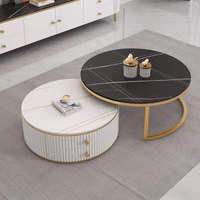 Ensemble de tables d'appoint modernes de luxe léger, style nordique minimaliste, table basse ronde créative combinée