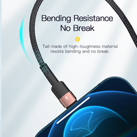 ESSAGER ES-X18, kabel Data pengisi daya Cepat Usb ke Ip kepang 1M 2M 3M 5V 2,4 A UNTUK Iphone