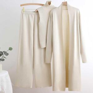Customize 3 Piece Sets For Women Knitted Cardigan Elegant Sleeveless Vest Long Pants Winter Casual <strong>Autumn</strong> Winter Knit Sweater - Product Image 2