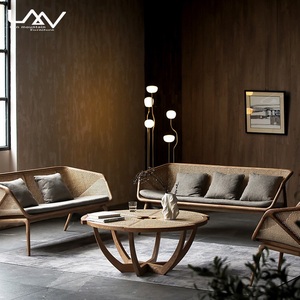 Sofá <span class=keywords><strong>de</strong></span> Madera Moderno <span class=keywords><strong>de</strong></span> Estilo Nórdico para Balcón o Sala <span class=keywords><strong>de</strong></span> Estar, Combinación <span class=keywords><strong>de</strong></span> <span class=keywords><strong>Ratán</strong></span> <span class=keywords><strong>Natural</strong></span>/Mimbre, Sofá <span class=keywords><strong>de</strong></span> 3 Plazas para Descanso - Product Image 1
