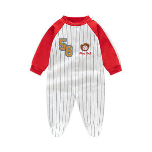 カスタム100%コットン長袖ベビーロンパース、足付きパジャマ、春冬用スリープウェア、カートゥーン柄ボタン留め - Product Image 6