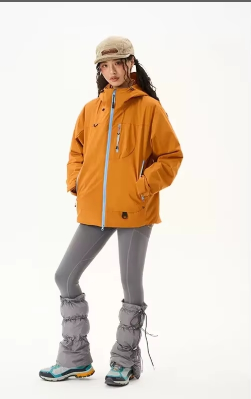 Unisex naranja arena dorada tres en uno con forro desmontable