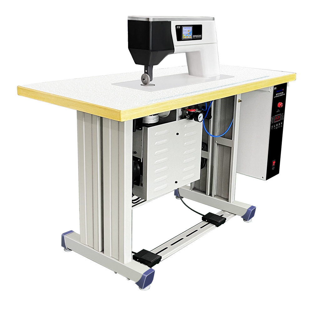 28K Ultrasonic Lace Machine Grid Cloth Trimming for Tablecloth Curtain Non Woven Bag Sewing Embossing Motor