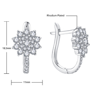 QX OEM Dcolor Vvs1 Anillo de Plata 925 Chapado en Oro de 2ct con Diseño de Copo de Nieve, Pendientes y Anillo de Moissanita con Gema, Conjunto de Joyería para Mujer