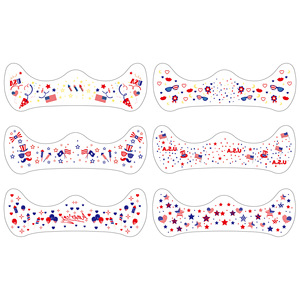 MEICOLY Autocollants de <span class=keywords><strong>tatouage</strong></span> temporaire pour le visage, motifs étoiles et rayures rouges, blancs et bleus, à paillettes, pour le 4 juillet, accessoires de fête - Product Image 2