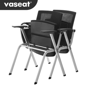 Chaises d'entraînement rembourrées noires modernes Vaseat M2-SY, design pliable <span class=keywords><strong>pour</strong></span> le bureau, l'école, l'hôpital et la maison, avec tablette d'écriture - Product Image 6