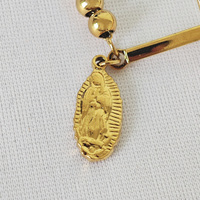 Bracelet de prière en acier inoxydable perlé avec croix pour femme, bijou religieux Vierge Marie, cadeau spirituel de baptême