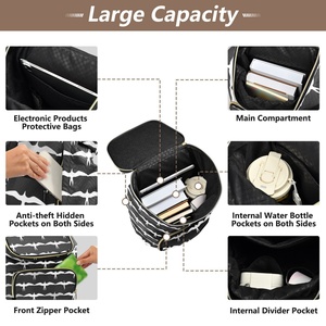 Large Capacity Hawaiian Iwa Birds Design Quilted Polyester Wide-open Sublimation <b>Backpack</b> Women Travel <b>Backpack</b> with Fluffy Ball - Product Image 5