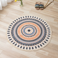 Nouveau design nordique rétro coton lin frange tapis rond chambre salon canapé Table tapis de sol