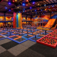 Équipement de parc de trampolines intérieur certifié CE et ASTM |   Conception de flux multi-zones |   Module de jeu interactif à LED |   Solution FEC personnalisée