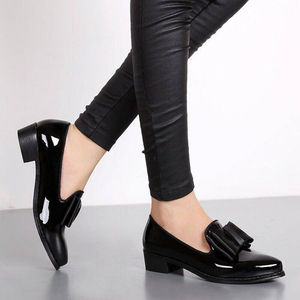 <span class=keywords><strong>Scarpe</strong></span> Eleganti da Donna con Fiocco e Punta Chiusa in Pelle PU, Comode <span class=keywords><strong>Scarpe</strong></span> Basse da Cerimonia con Tacco Basso - Product Image 4