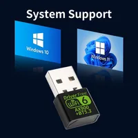 Clé USB Wi-Fi 6 900 Mbps, adaptateur de carte réseau sans fil 5.3, pilote gratuit, double bande 2,4 et 5G, récepteur Wi-Fi