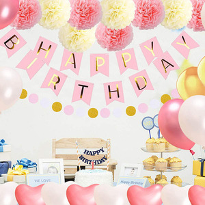 Ensemble de ballons rouges, or rose et blancs, boule de fleurs en papier, décoration d'anniversaire pour garçon ou fille - Product Image 3
