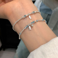 Argent bleu clair cristal petit poisson pour Bracelet pour femmes polyvalent luxe mode perlé bijoux haut de gamme exquis