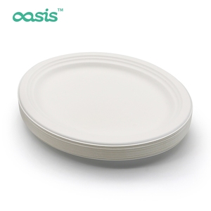 बायोडिग्रेडेबल गन्ना बड़ी अंडाकार प्लेट डिस्पोजेबल फास्ट फूड प्लेट - Product Image 1