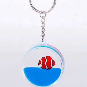 חמוד הימי אקווה מתנפנף בעלי החיים צף Keyring אקריליק נוזל נמו דגי מפתח מחזיק מצוף מותאם אישית Nimo Flotage Keychain