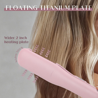 Plancha de Pelo Profesional 2 en 1 de Cerámica, Alisadora y Rizador con Placas Flotantes 3D, Doble Voltaje, para Estilismo de Salón