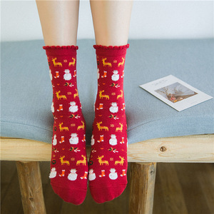 Vente en gros de chaussettes rayées Happy Funny Father Mom Kid Respirant Family Christmas Matching Gift Socks Cotton Parent-child Sock - Product Image 3
