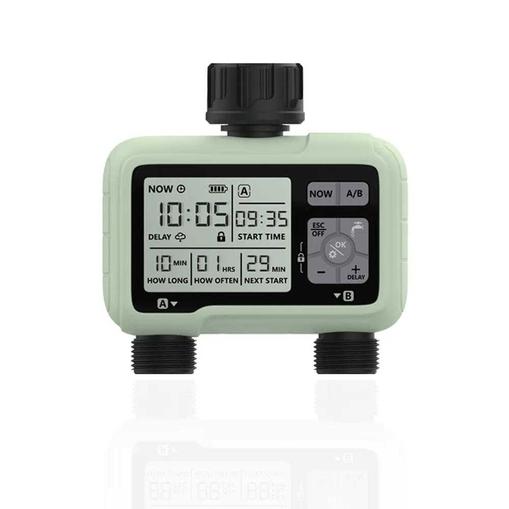 Super Timing System 2-Outlet Water Timer Explosion-proof copper joint Precisely Water Up Large LCD Display Gardening Watering