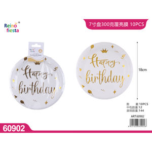 Platos de papel de lámina dorada de 7 pulgadas, acabado brillante de 300gsm, paquete de 10 para fiestas de cumpleaños, vajilla de fiesta y decoraciones de mesa - Product Image 1