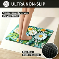 Tapis de porte réversible personnalisable en mousse souple à séchage rapide, motif floral 3D, antidérapant, respectueux des animaux, écologique, antimicrobien, en diatomite
