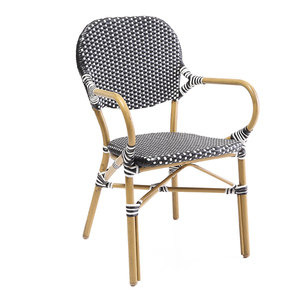 Chaise de bistrot tissée légère de style <span class=keywords><strong>parisien</strong></span> moderne - Fauteuil de <span class=keywords><strong>restaurant</strong></span> à carreaux bleus et blancs pour hôtel, appartement et terrasse - Product Image 5