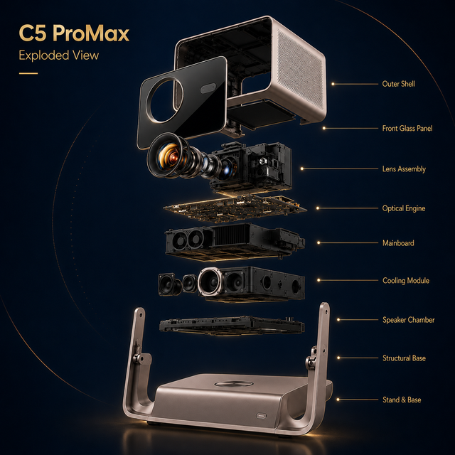 C5 Pro Max 4K Triple Laser Projector 3200 Lumens Dolby Vision HDR10+ 240Hz Gaming WiFi 6 Smart Home Theater Projector
