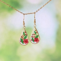 Boucles d'oreilles clous en acier inoxydable pour femme, motif éléments de Noël, fleurs séchées, arbres, résine, goutte d'eau, rondes et hexagonales