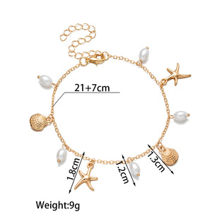<span class=keywords><strong>Cavigliera</strong></span> Placcata <span class=keywords><strong>Oro</strong></span> con Perle e Ciondoli a Conchiglia, Gioielli da Spiaggia, <span class=keywords><strong>Cavigliera</strong></span> per Matrimonio in Spiaggia, Regalo per Lei - Product Image 6