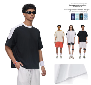 เสื้อยืดแขนแร็กแลนบล็อกสี 240 กรัมสำหรับผู้ชาย แห้งเร็ว ระบายอากาศได้ดี ทรงโอเวอร์ไซส์ สไตล์สตรีทแวร์ ต้านเชื้อแบคทีเรีย เสื้อลำลองสำหรับฤดูร้อน - Product Image 2
