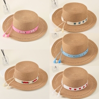 Avec pompons réglables Bleu clair Coton Yeux Broderie du mal Tissu Décoration Bandes pour Chapeau