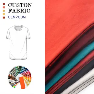Custom Katoenen Stof 170-180gsm 96% Katoen 4% Spandex Ademende Stretch Single Jersey Stof Voor T-Shirt Ondergoed Onderhemd