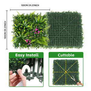 P206 <span class=keywords><strong>Shein</strong></span> Faux Greenery Mixed Leaf avec mur de fleurs Panneau de toile de fond mural en buis artificiel écologique - Product Image 5