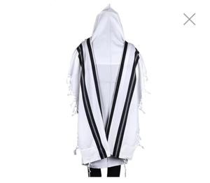 Kosher giấy chứng nhận Do Thái không trượt len trắng cầu nguyện khăn choàng chống trượt kết cấu len <span class=keywords><strong>tallit</strong></span> - Product Image 1