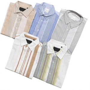 เสื้อเชิ้ตผู้ชายลายทาง แขนยาว ปกคอปก ผ้าป๊อปลิน ระบายอากาศ ใส่สบายสำหรับฤดูร้อน พร้อมส่ง - Product Image 1