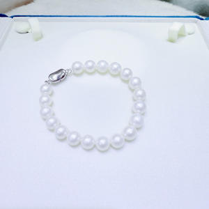 Pulsera de Perlas Naturales de Agua Dulce de 8-9 mm con Cierre de Lingote de Plata de Ley, Estilo Bohemio, Longitud de 15.5-16.5 cm - Product Image 1