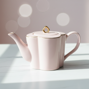Juego de Té de Porcelana Rosa LEXI con Borde Dorado, Taza, Platillo, Azucarera y Cremera, Duradero, de Lujo Europeo, Personalizado - Product Image 3