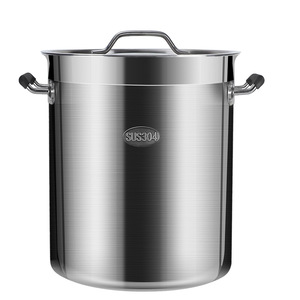 Seau rond en acier inoxydable 304 avec couvercle, grande capacité, marmite à braiser pour usage commercial - Product Image 1