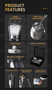 Mousseur à lait en acier inoxydable 450 ml + 600 ml, chauffe-eau, mousseur à crème, mousseur à lait vapeur - Product Image 2