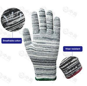 Guantes de Hilo de Algodón de Alta Calidad con Logotipo Personalizado, Venta al por Mayor en China, Guantes de Trabajo Industriales de Seguridad, Tejidos, Antideslizantes, con Puño Elástico de Cuero para Jardín - Product Image 3