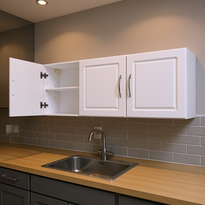 Armoire murale blanche à 3 portes, 12,44 x 54 x 20,31, étagère réglable, armoire de rangement pour la cuisine - Product Image 2